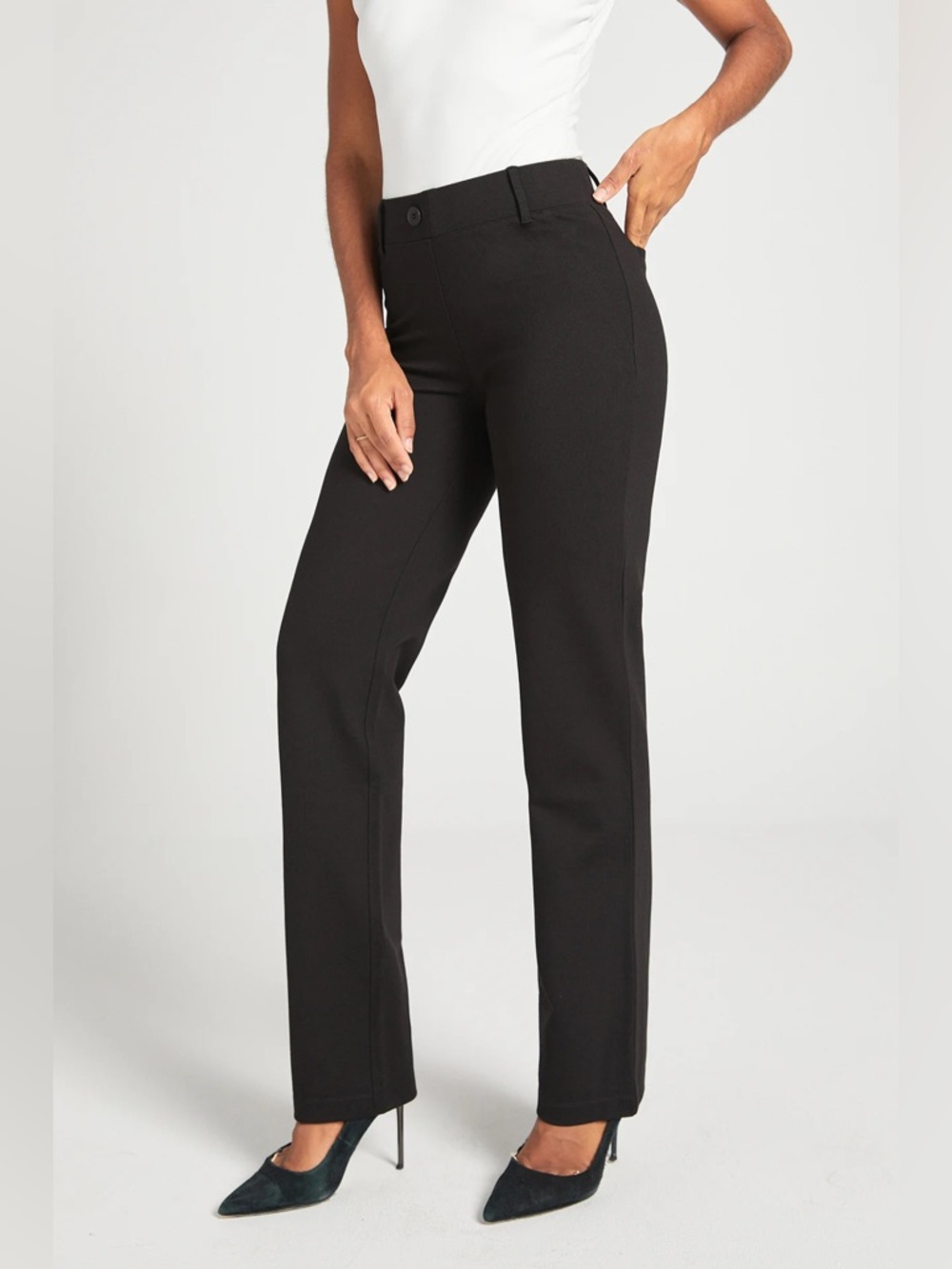 Betabrand NW(partial tag) Black Straight-Leg Pant two-pocket - yoga - small